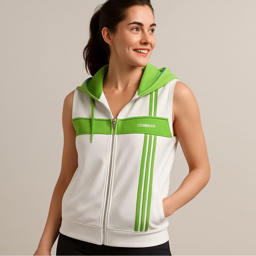 Adidas White & Green Athletic Vest - Size XL - Sport & Casual Wear